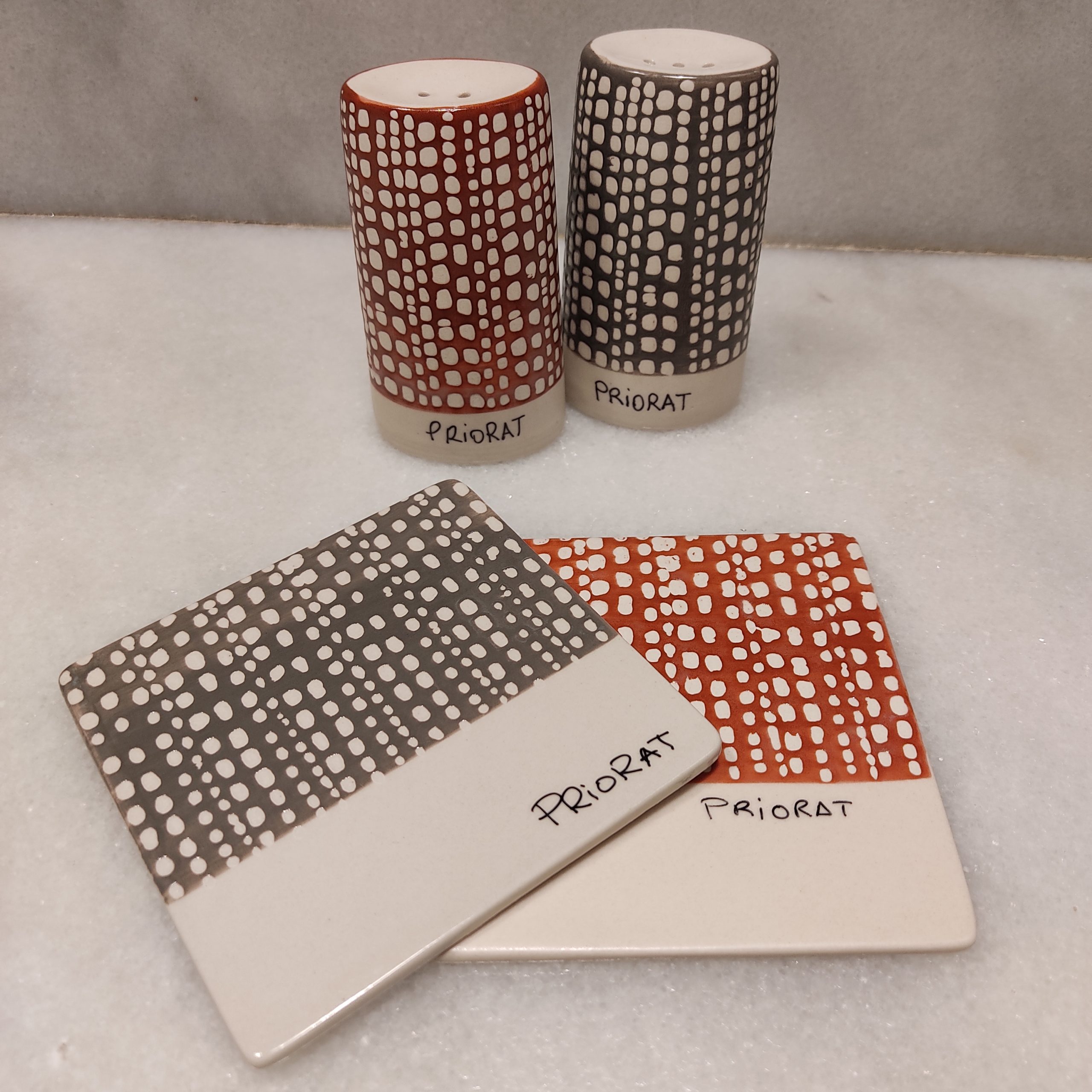 Salt and Pepper and Coasters Set